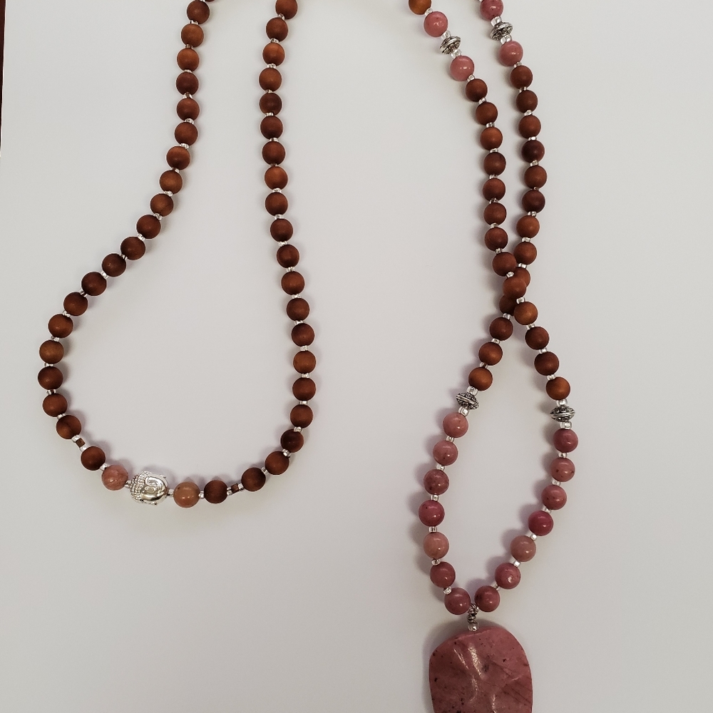Handmade Sandalwood & Gem 108 Bead Mala Necklaces - Picture 6 of 8